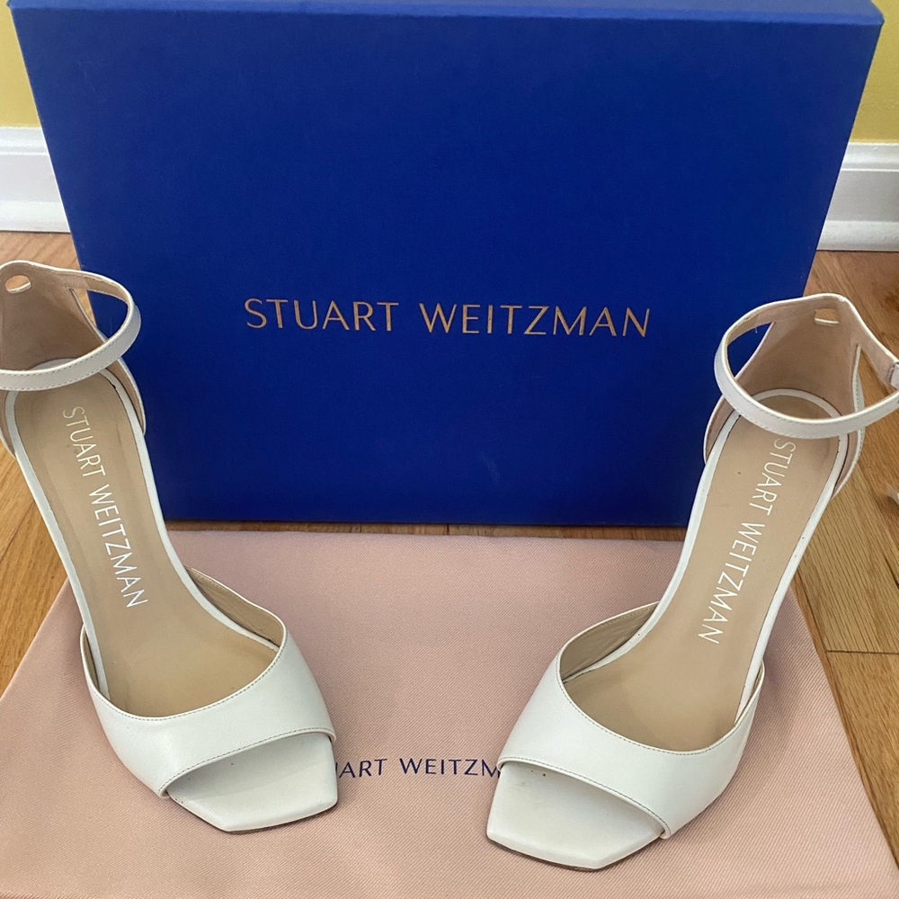 Stuart Wietzmab white wedding shoes 3.25 heel